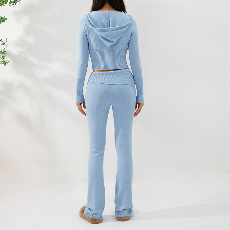 Women’s Zip Hoodie And High-Waist Pants Sports Set