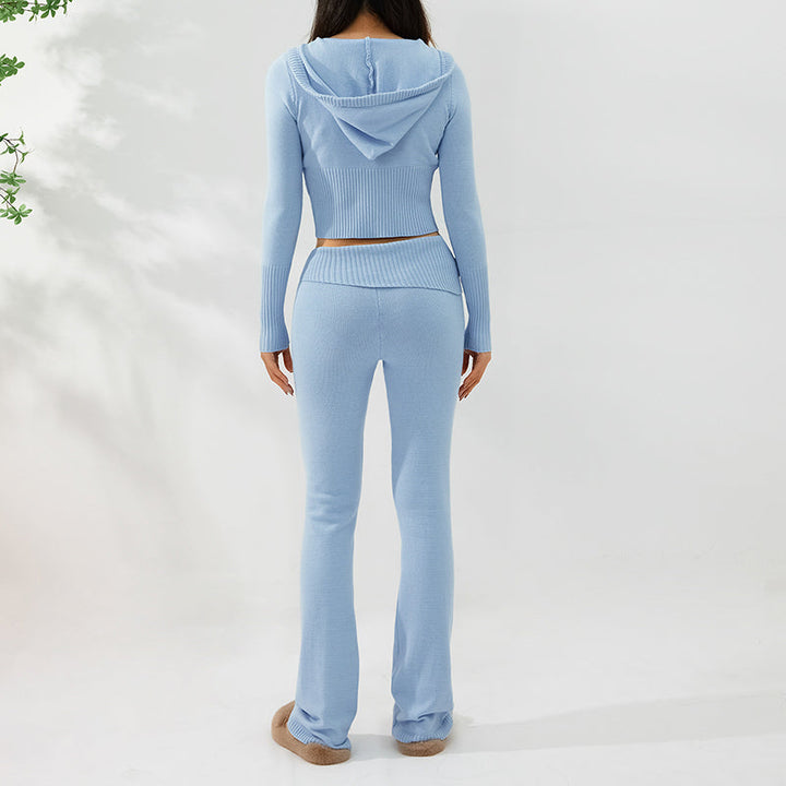 Women’s Zip Hoodie And High-Waist Pants Sports Set