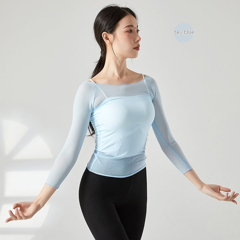 Women Ballet Dance Mesh Top Gym Shapewear Outfit