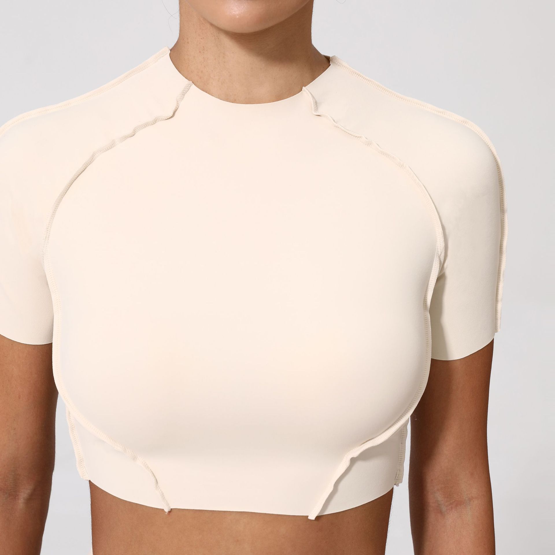 Womens Yoga Short Sleeve Top Without Chest Pad