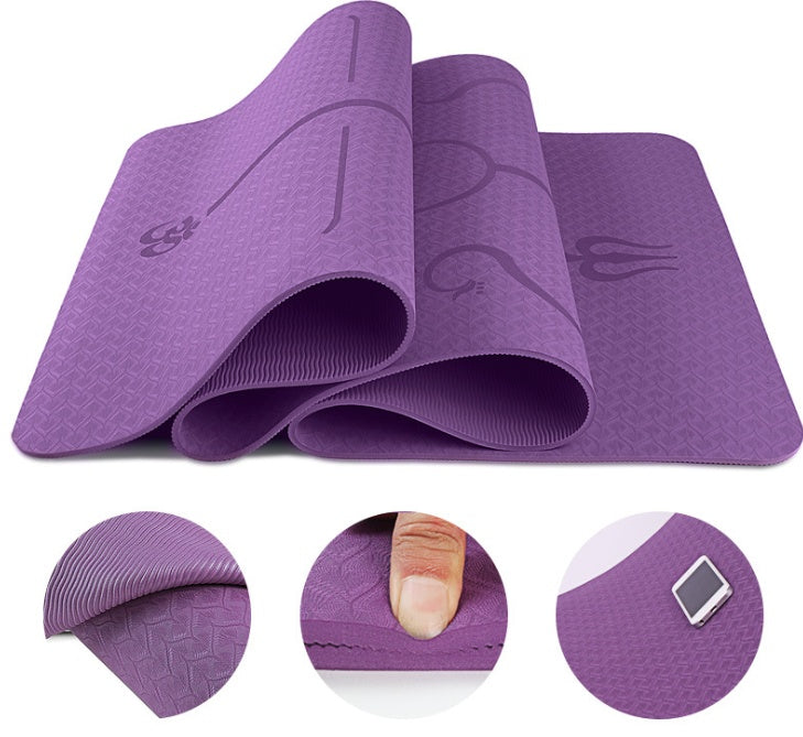 TPE 6mm Non-Slip Yoga Mat With Alignment Lines