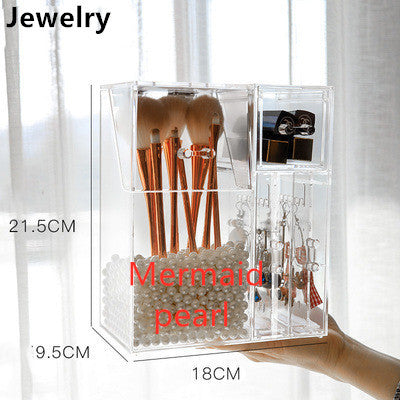 Clear Acrylic Makeup Brush And Jewelry Storage Organizer Box