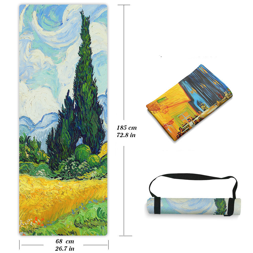 Natural Rubber Suede 1.5mm Folding Yoga Mat Custom Print