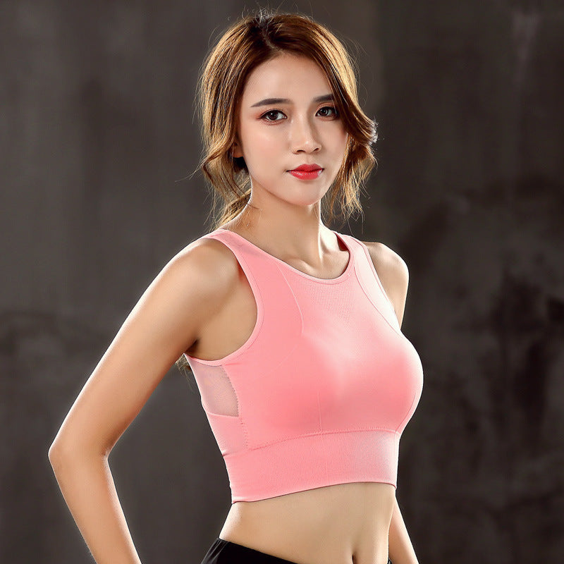 Women Mesh Shockproof Sports Bra Padded Gym Yoga Top