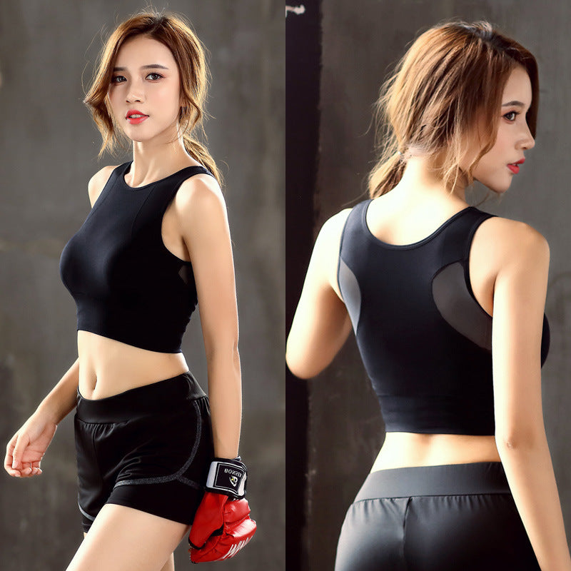 Women Mesh Shockproof Sports Bra Padded Gym Yoga Top