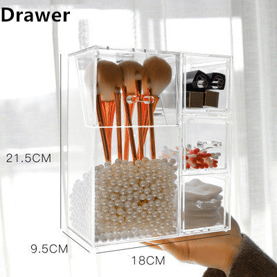 Clear Acrylic Makeup Brush And Jewelry Storage Organizer Box
