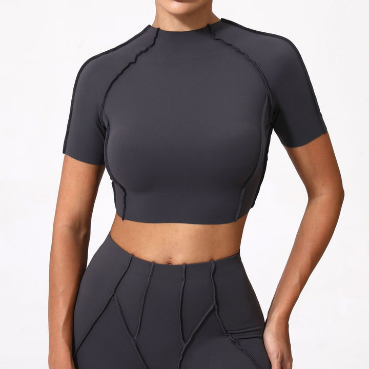 Womens Yoga Short Sleeve Top Without Chest Pad