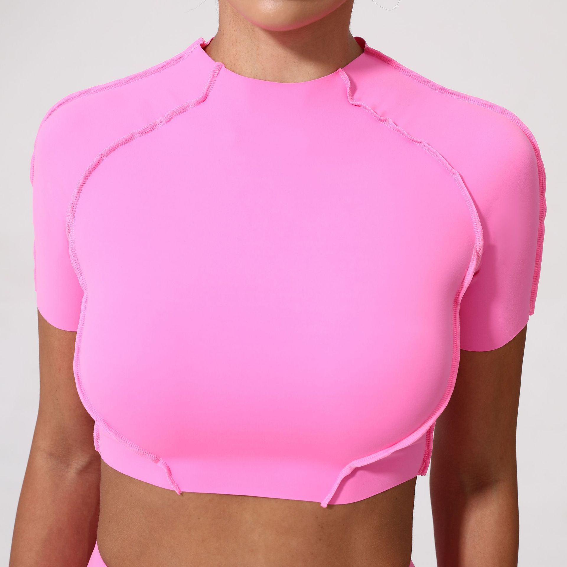 Womens Yoga Short Sleeve Top Without Chest Pad