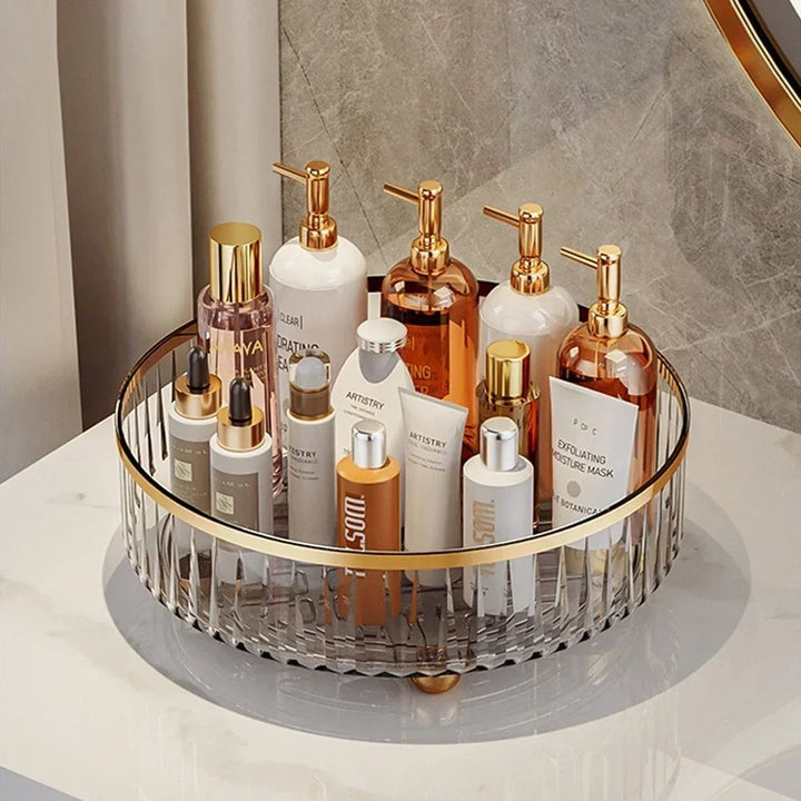 Rotating Luxury Cosmetic Organizer Transparent Perfume Skincare Storage Tray