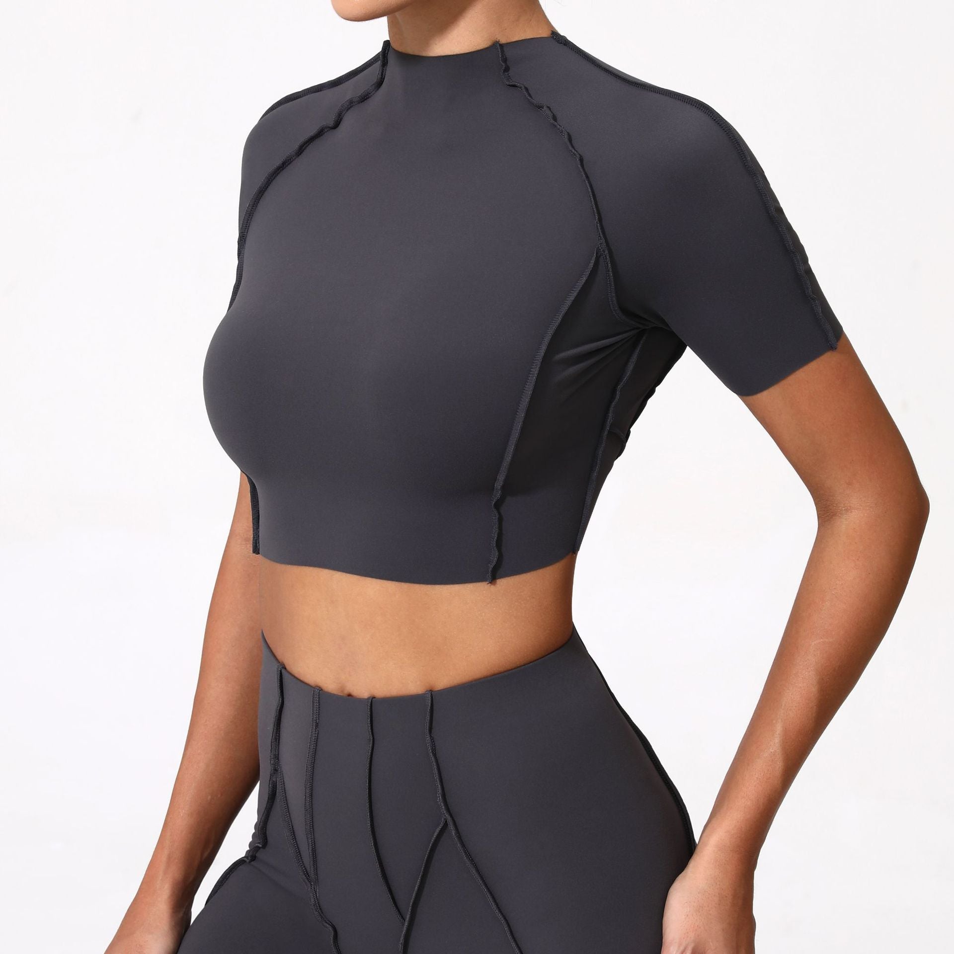 Womens Yoga Short Sleeve Top Without Chest Pad