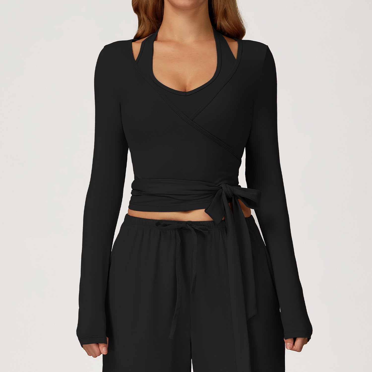 Women Long Sleeve One Piece Yoga Jumpsuit Workout Outfit