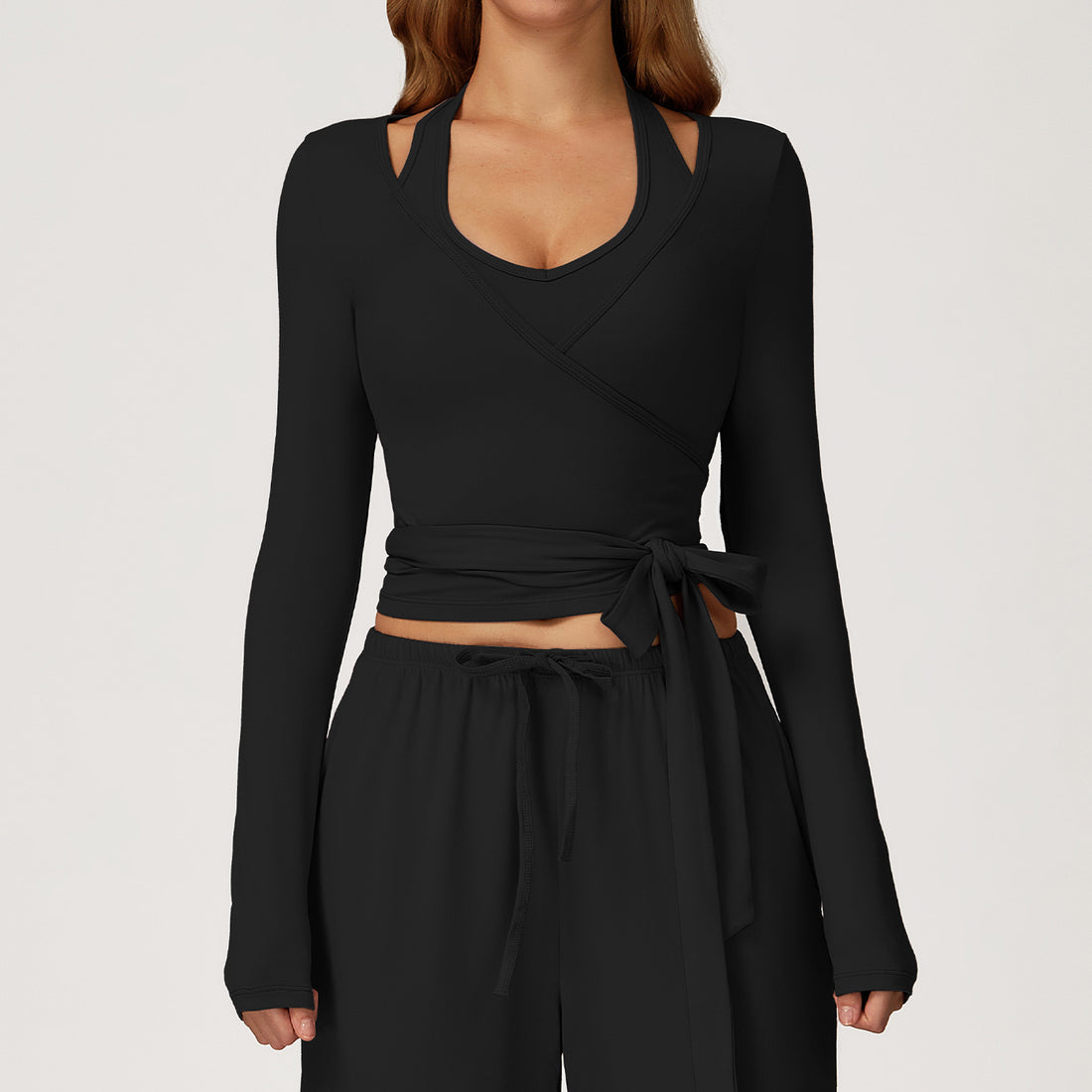 Women Long Sleeve One Piece Yoga Jumpsuit Workout Outfit