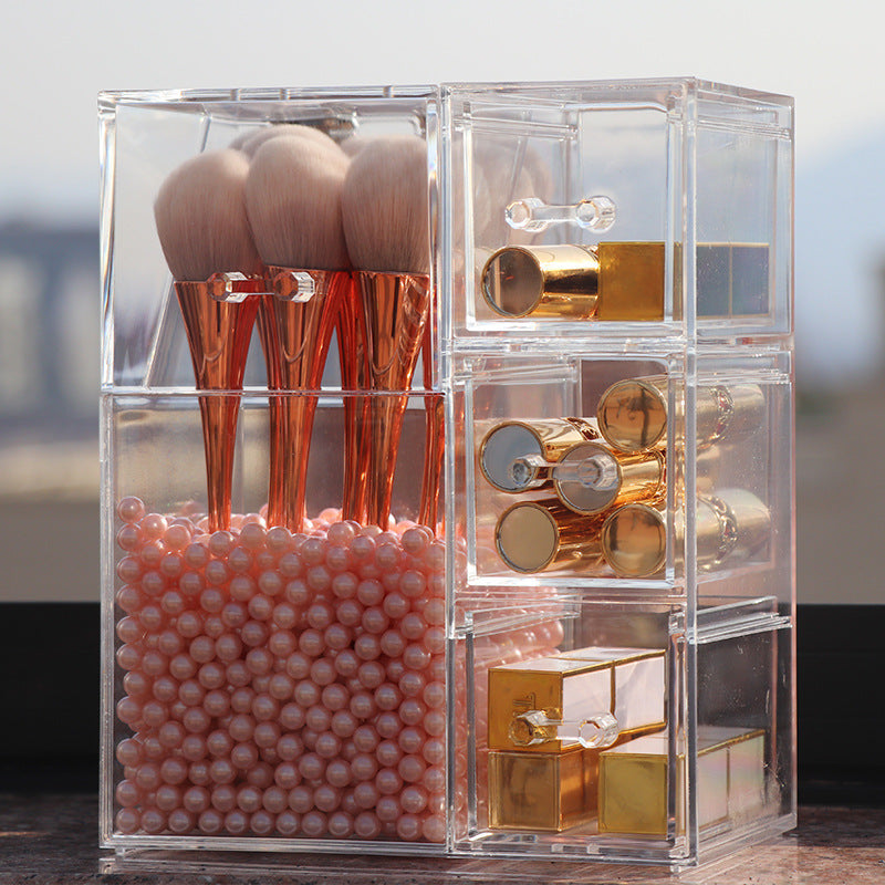 Clear Acrylic Makeup Brush And Jewelry Storage Organizer Box
