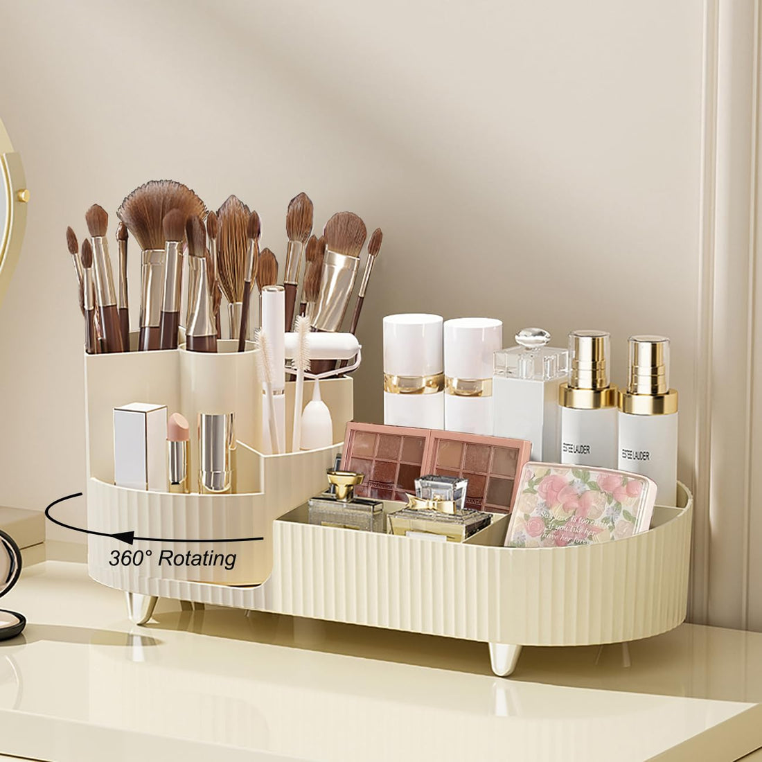 Rotating Makeup Organizer Large Capacity Vanity Cosmetic Display Case