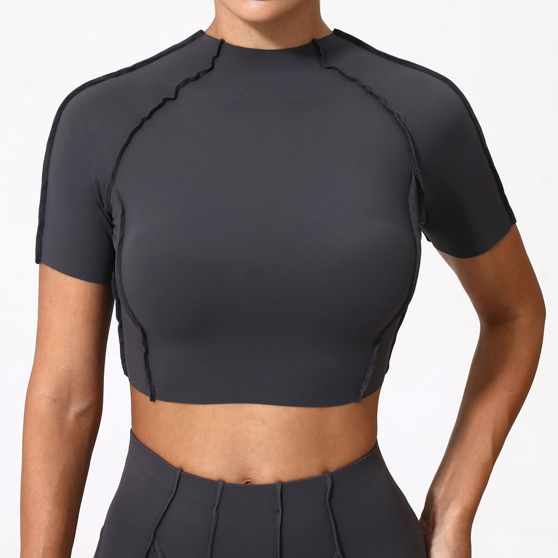 Womens Yoga Short Sleeve Top Without Chest Pad