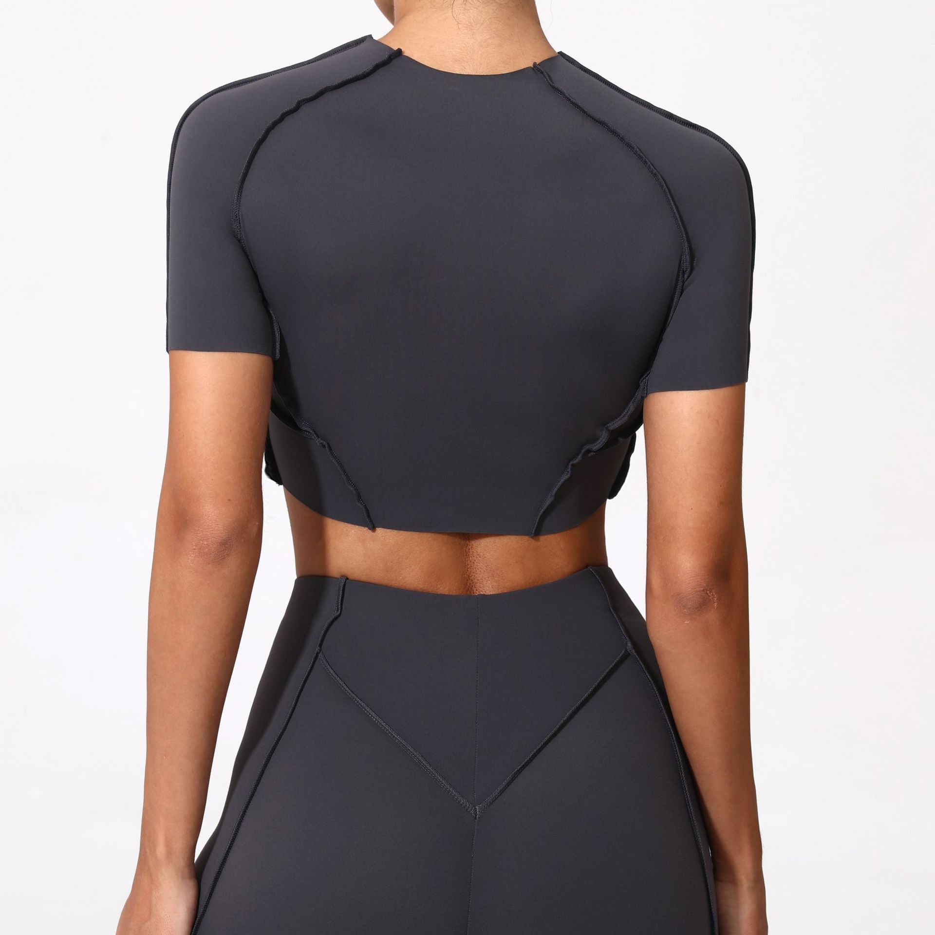 Womens Yoga Short Sleeve Top Without Chest Pad