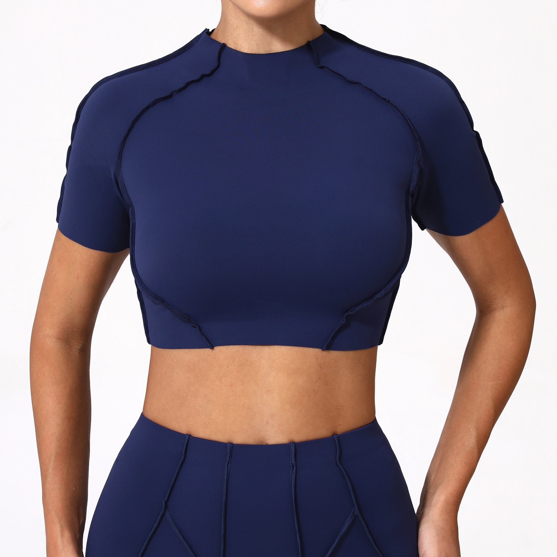 Womens Yoga Short Sleeve Top Without Chest Pad