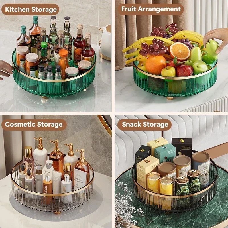 Rotating Luxury Cosmetic Organizer Transparent Perfume Skincare Storage Tray