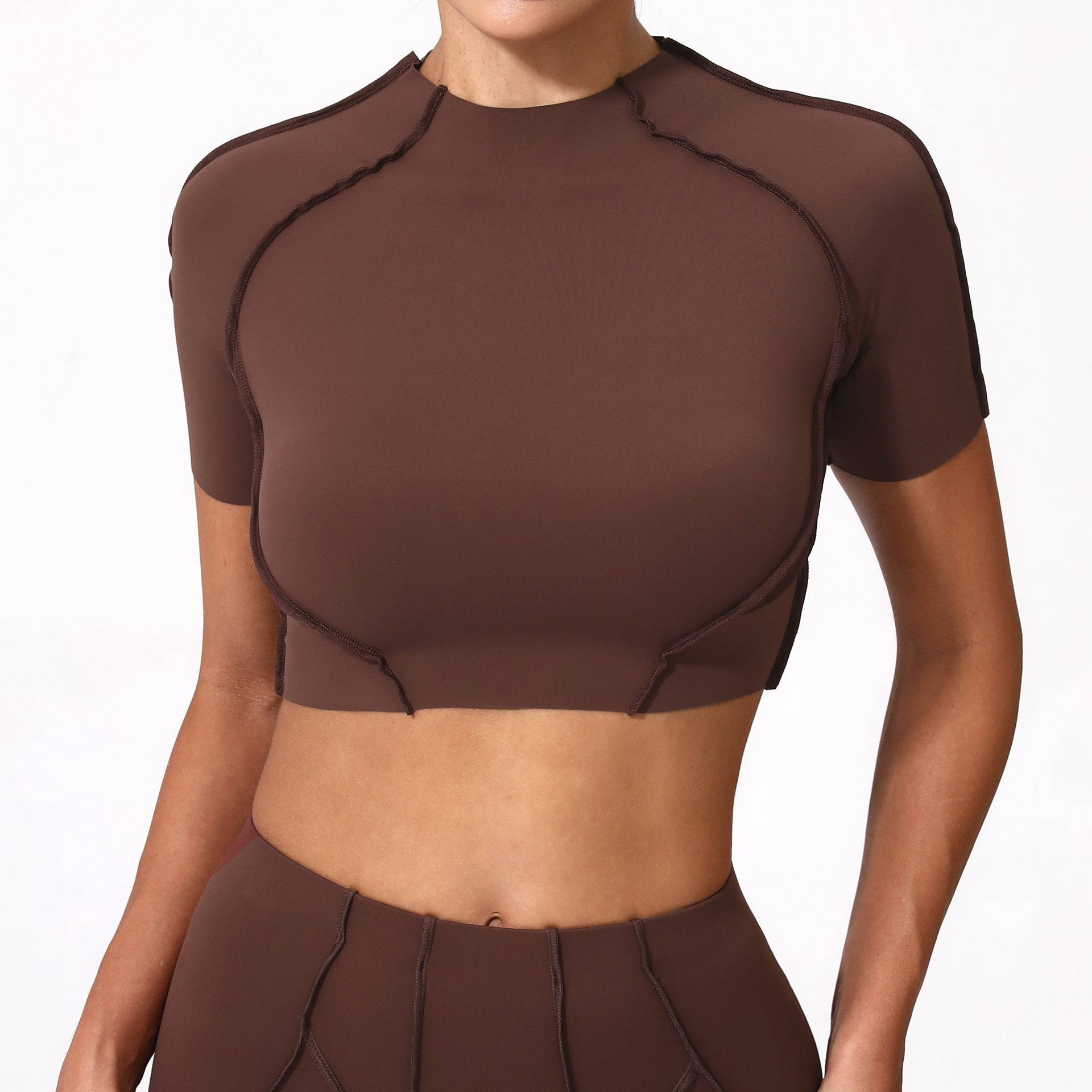 Womens Yoga Short Sleeve Top Without Chest Pad